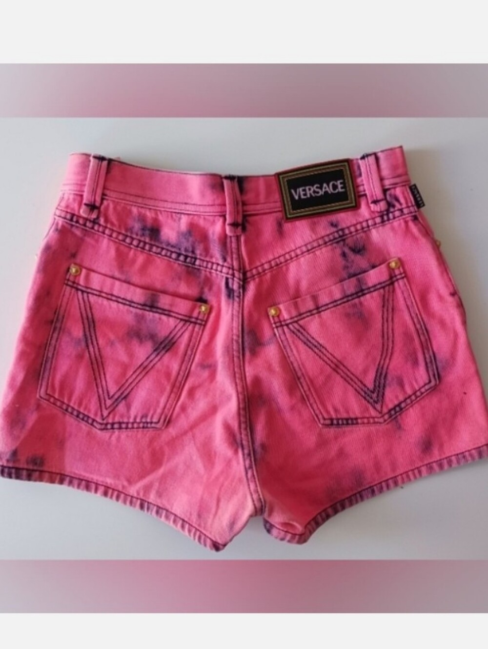 Versace Pink Denim Shorts Size 27